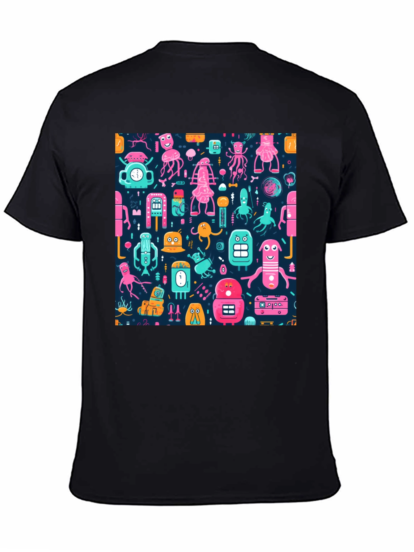 Funky Robot Pattern T-Shirt