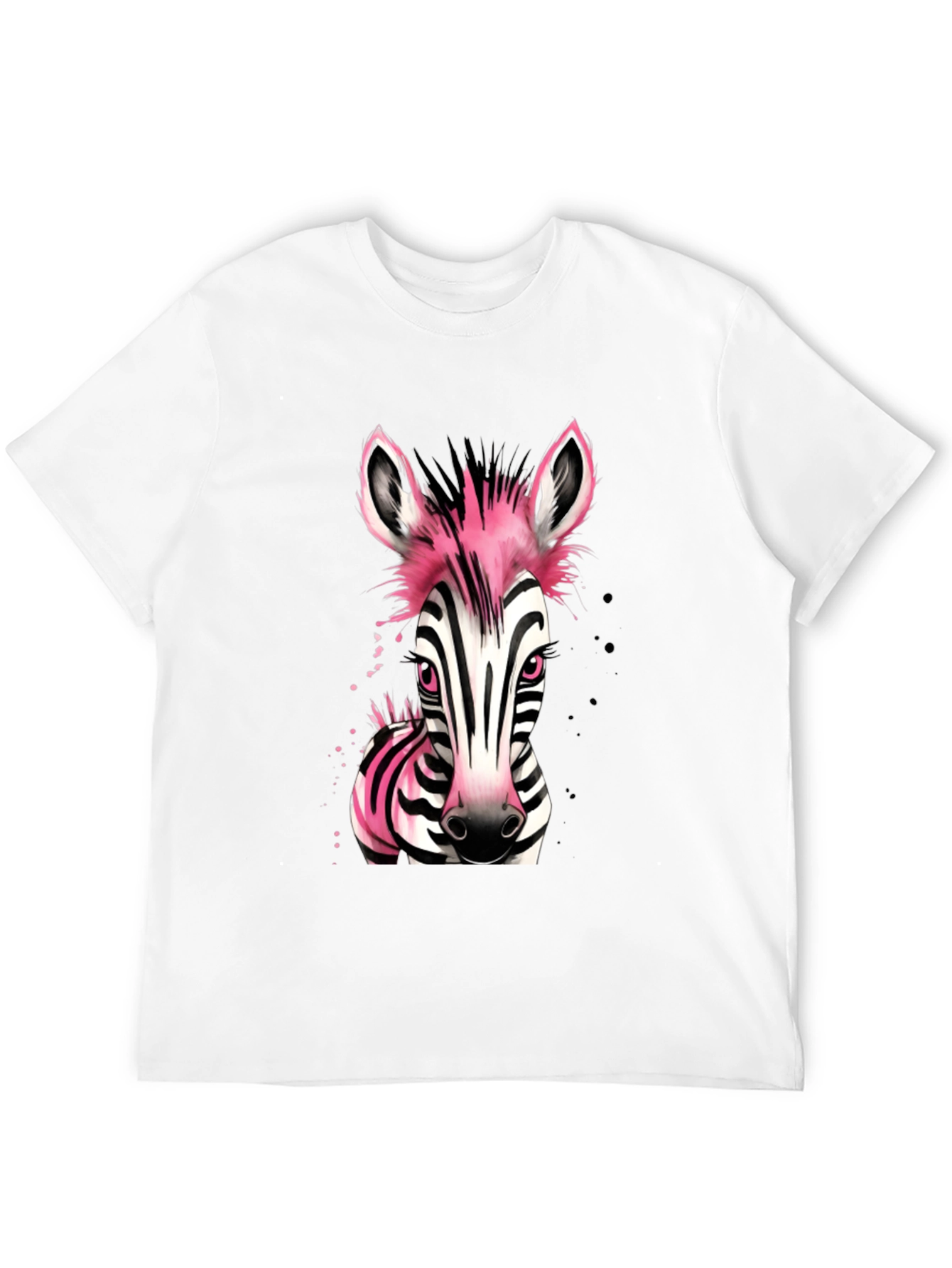 Pink Zebra Graphic Print Mens Black T-Shirt