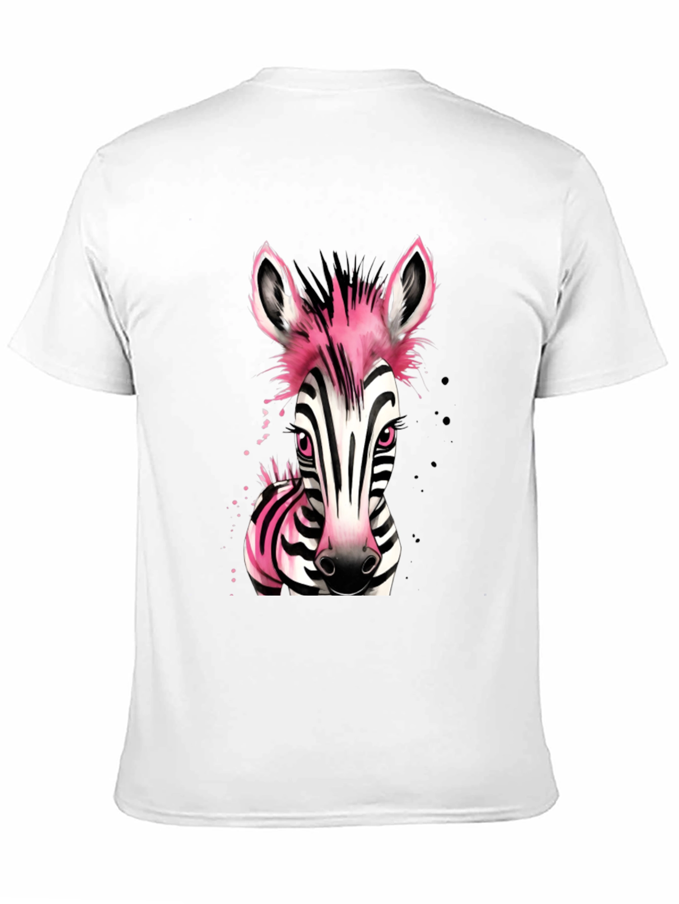 Pink Zebra Graphic Print Mens Black T-Shirt