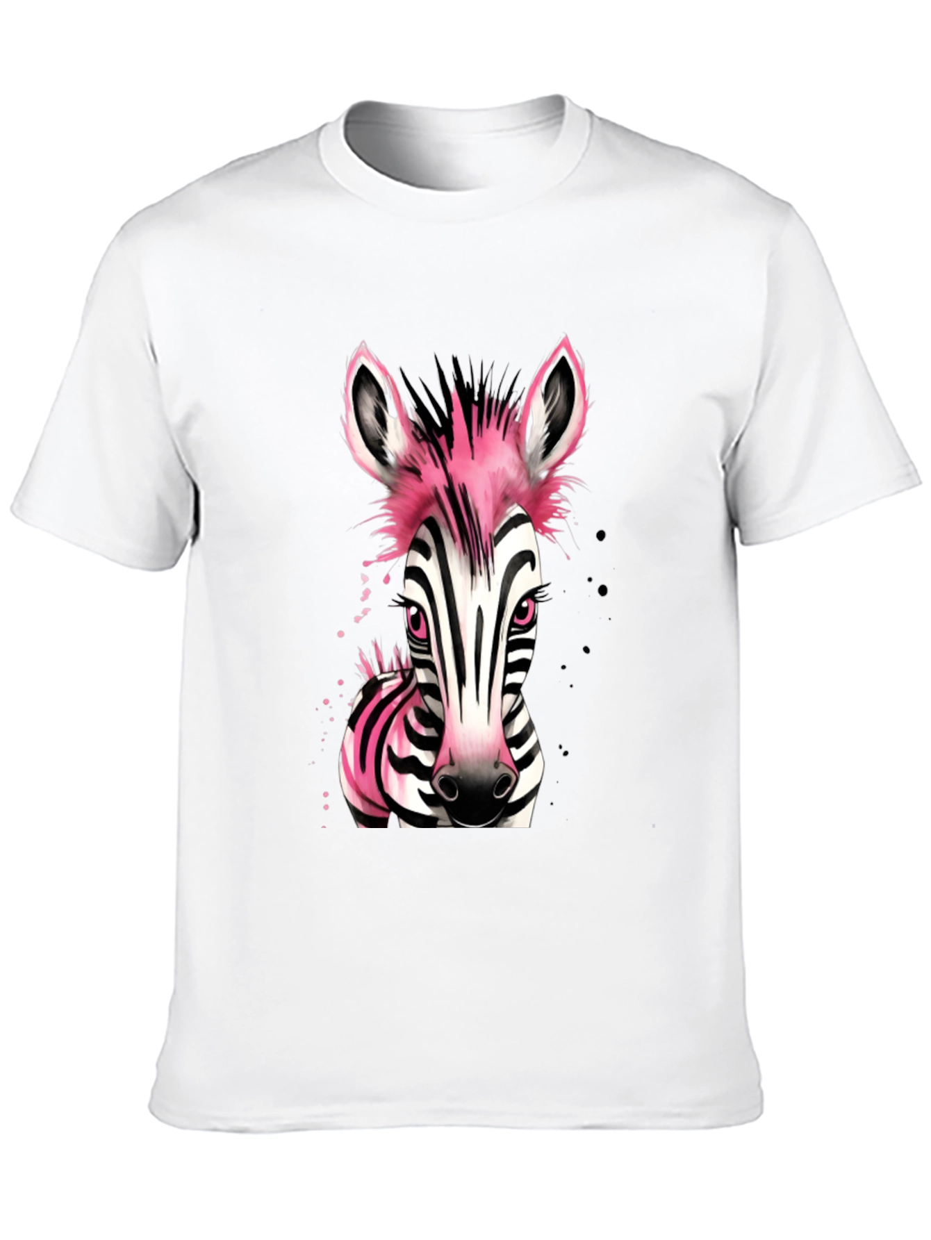 Pink Zebra Graphic Print Mens Black T-Shirt