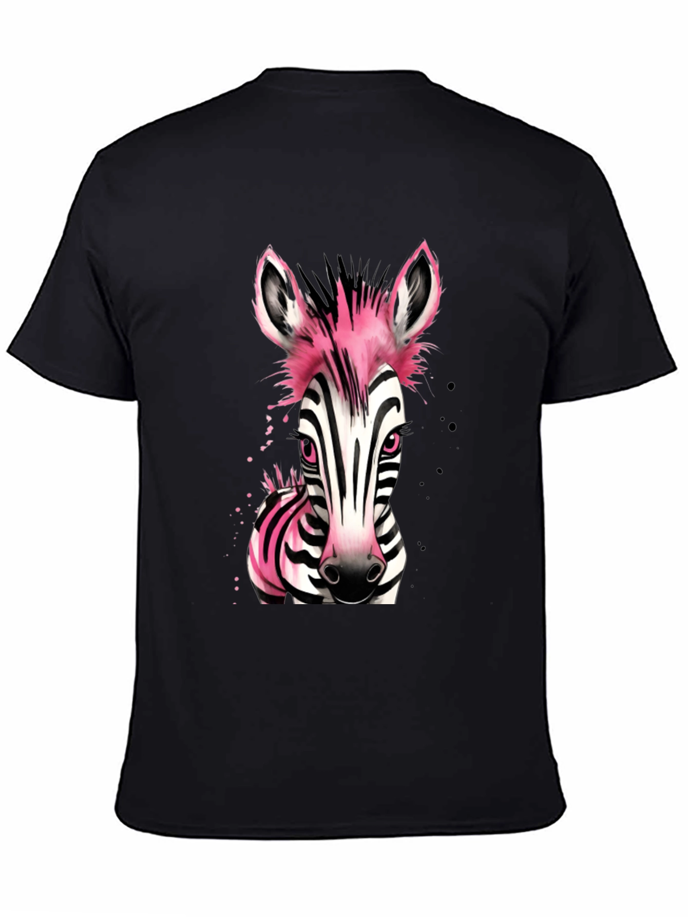 Pink Zebra Graphic Print Mens Black T-Shirt
