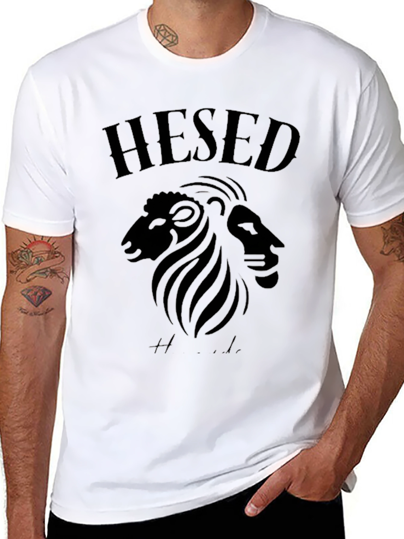 Hesed Lion & Ram Graphic Black T-Shirt