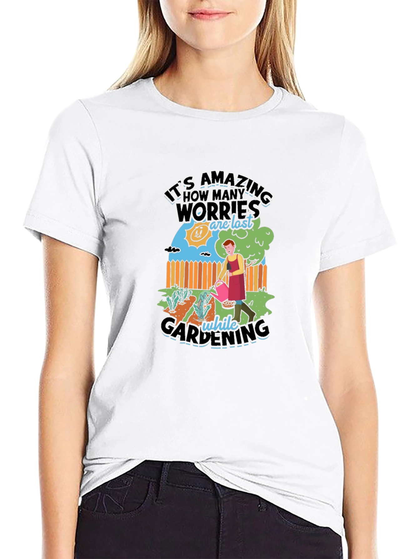 Gardening Therapy Graphic Tee - Relaxing Black Cotton T-Shirt