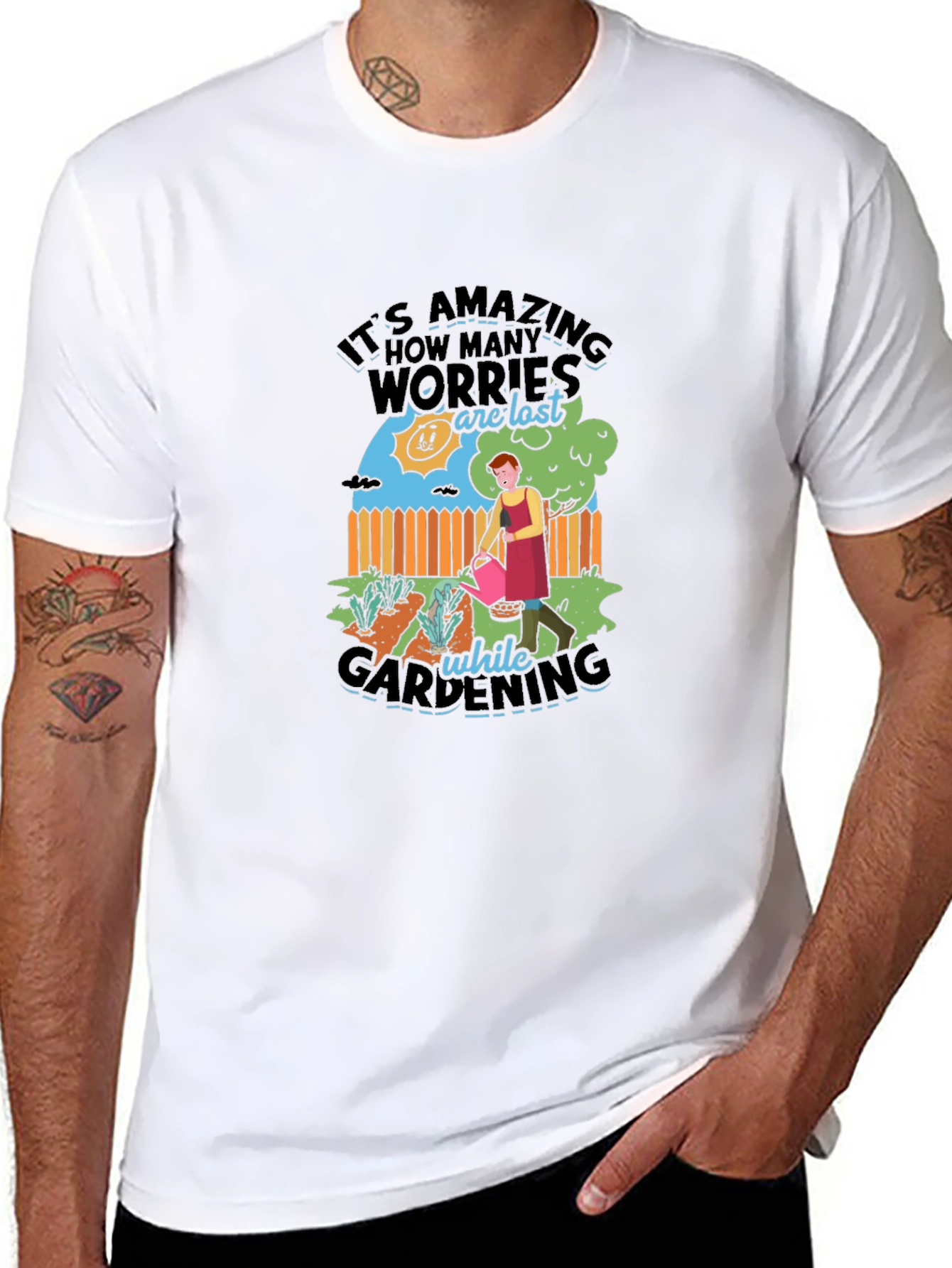 Gardening Therapy Graphic Tee - Relaxing Black Cotton T-Shirt