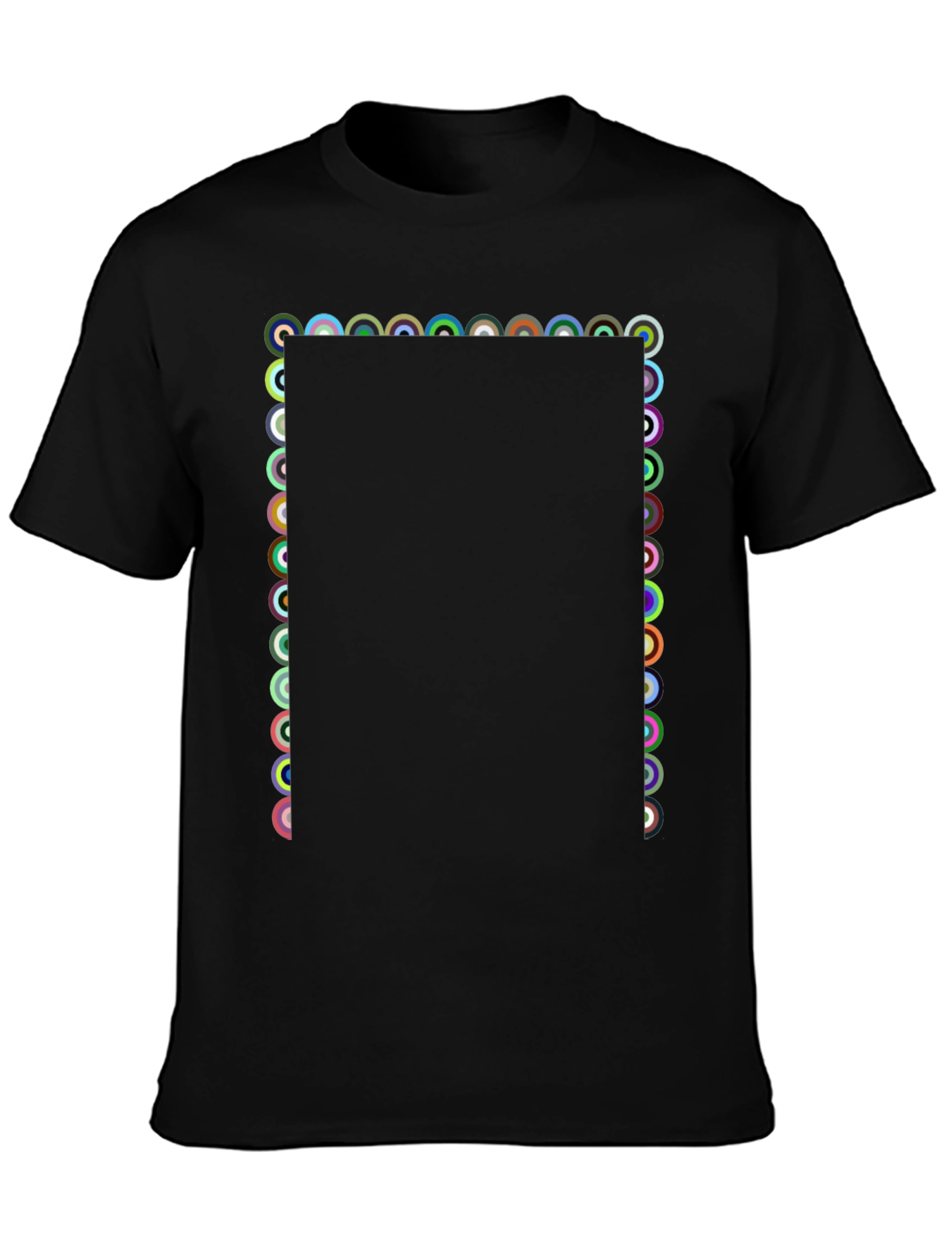 Geometric Circle Pattern Black T-Shirt