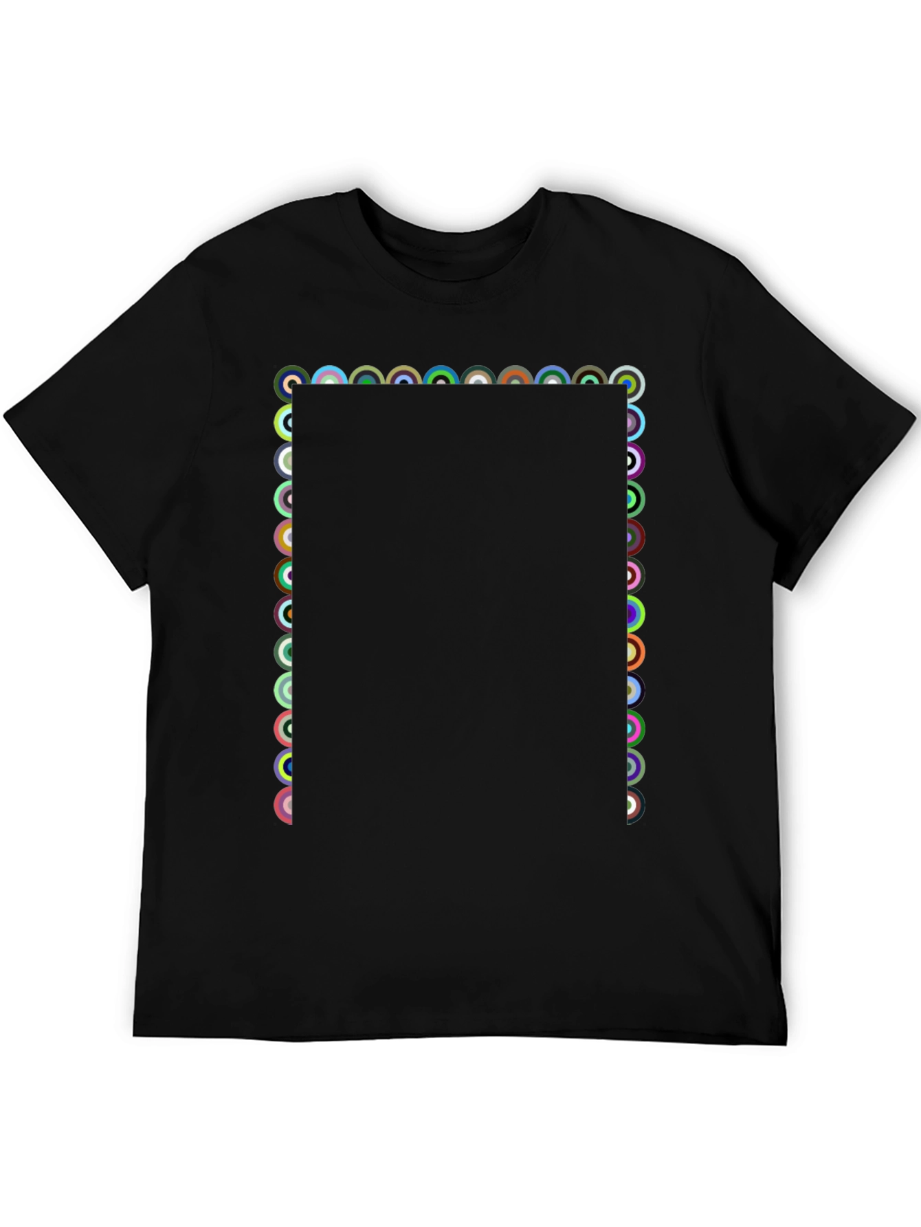 Geometric Circle Pattern Black T-Shirt