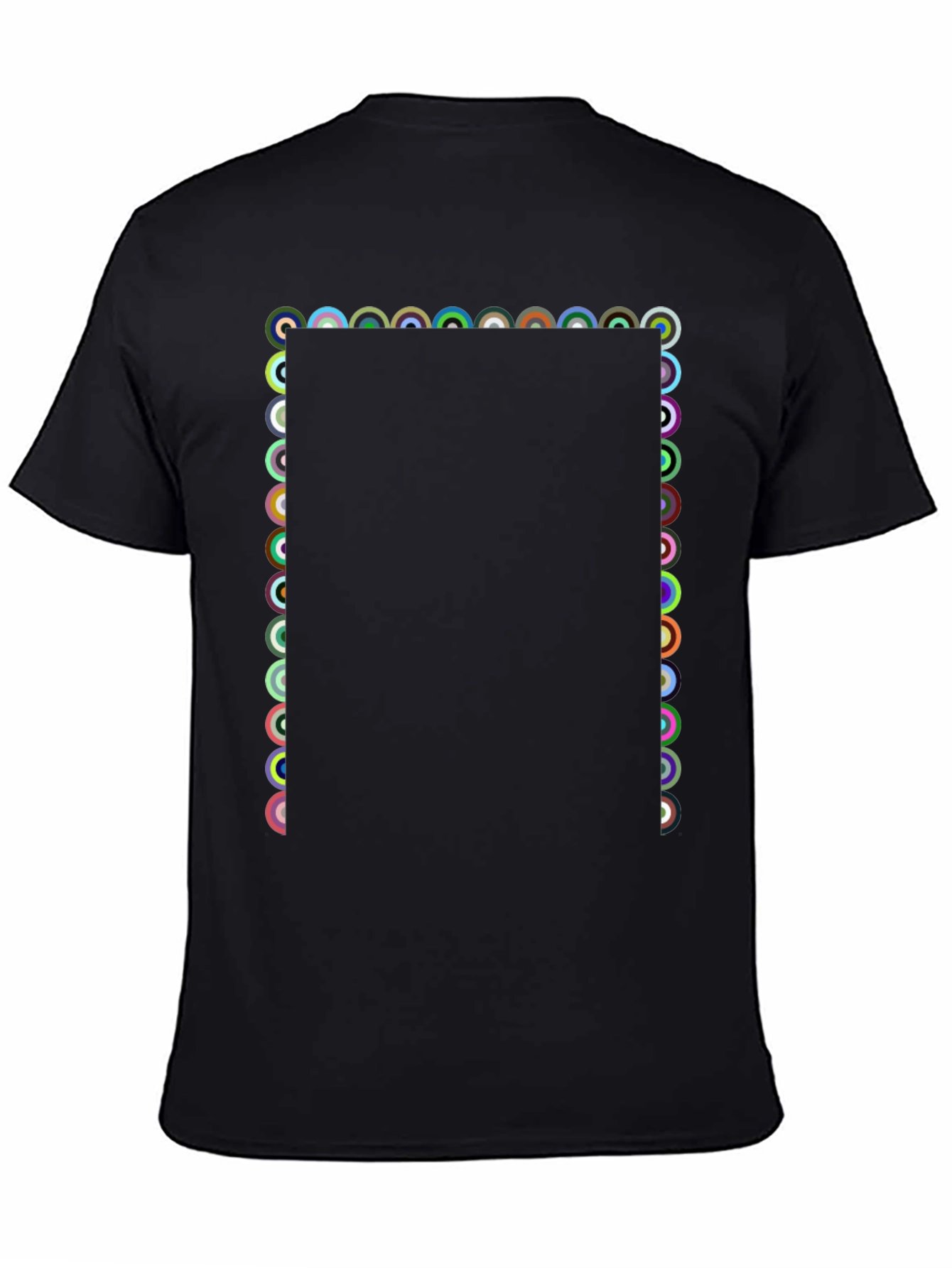Geometric Circle Pattern Black T-Shirt