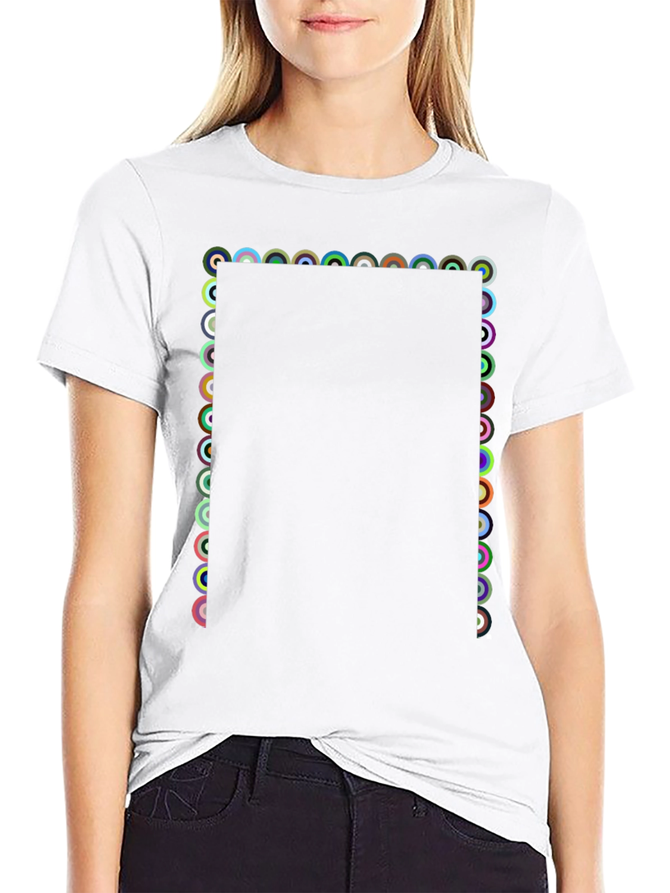 Geometric Circle Pattern Black T-Shirt