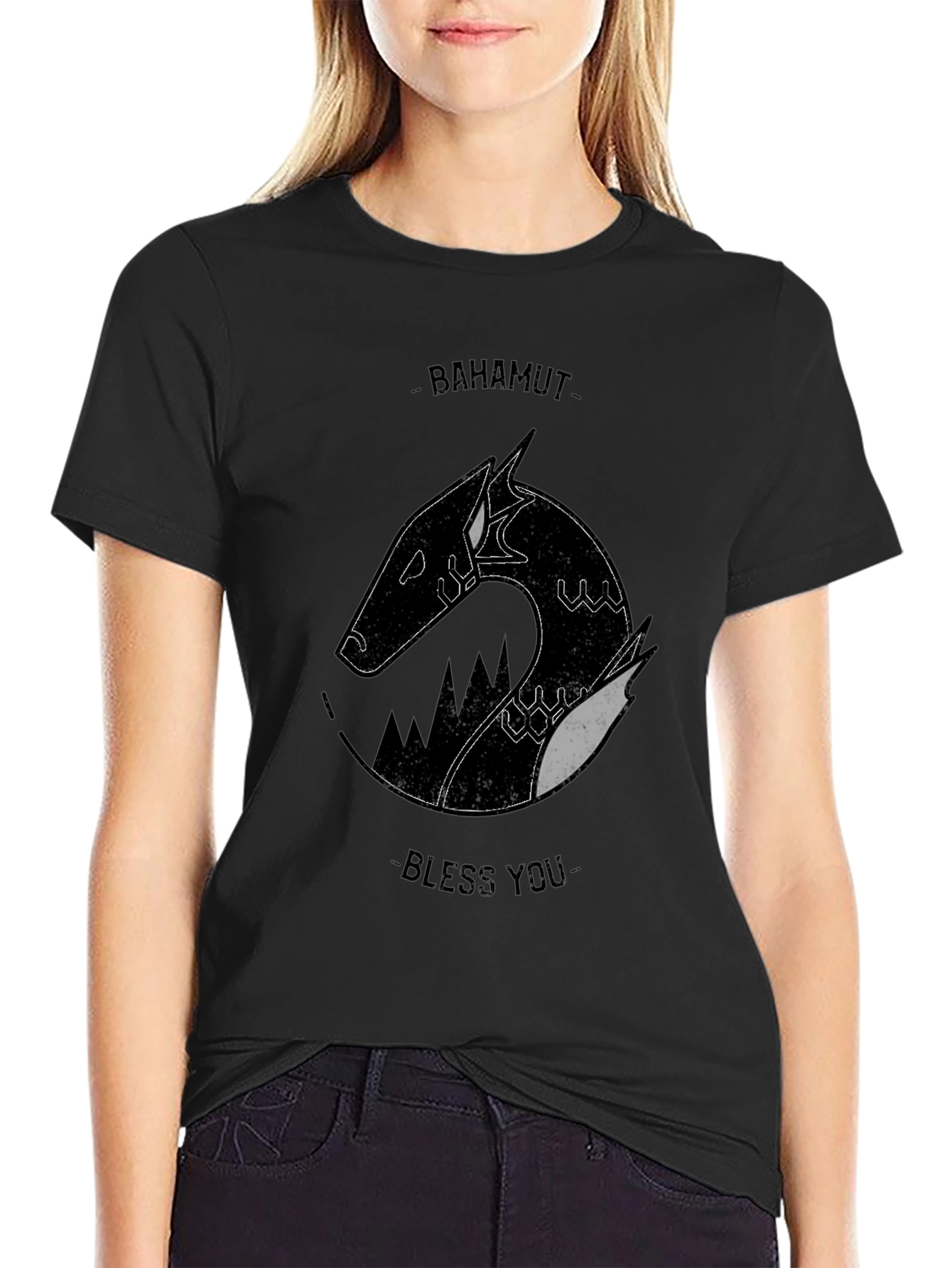 Bahamut Bless You T-Shirt - Black Graphic Tee