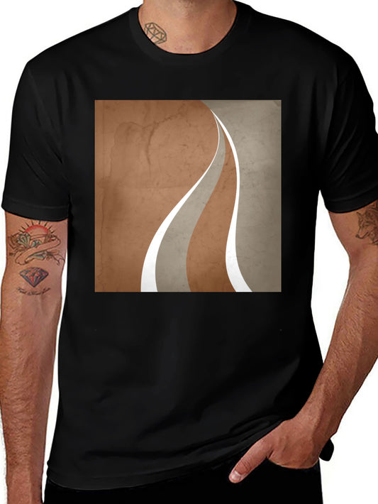 Modern Graphic Tee - Earth Tone Curves