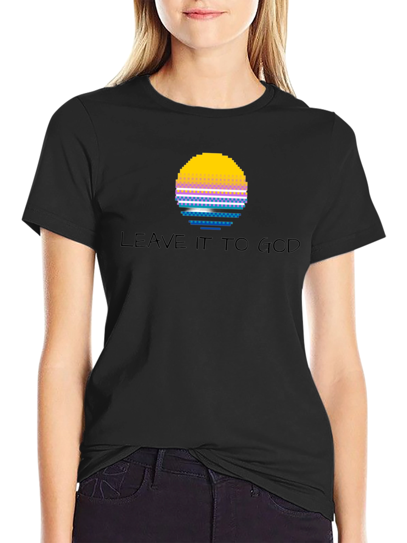 Leave it to God Pixel Sunset Graphic T-Shirt