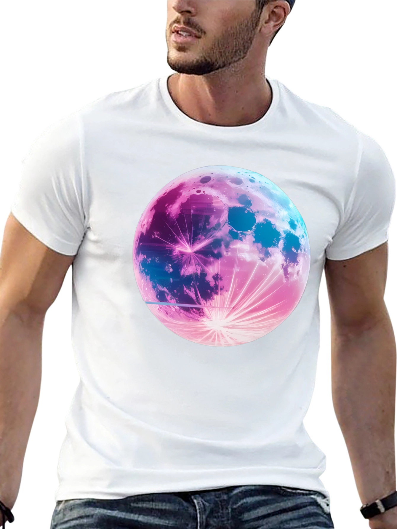 Cosmic Moon Graphic T-Shirt - Black
