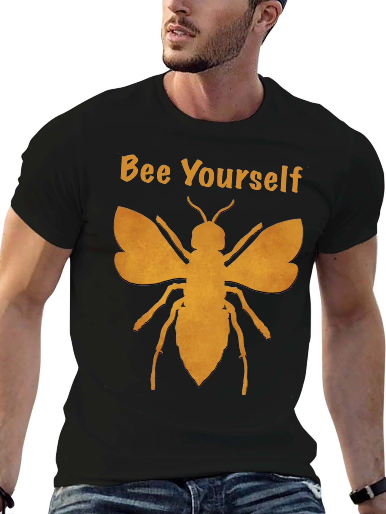 Bee Yourself Graphic T-Shirt - Black Cotton Blend Tee