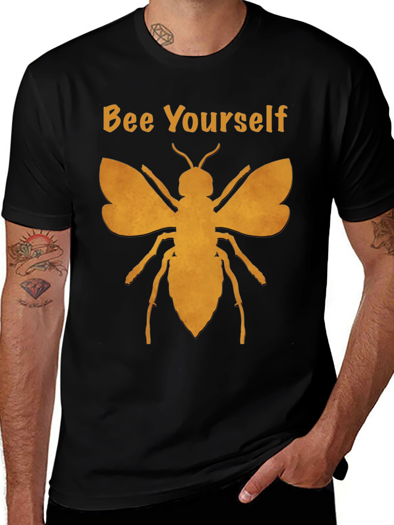 Bee Yourself Graphic T-Shirt - Black Cotton Blend Tee