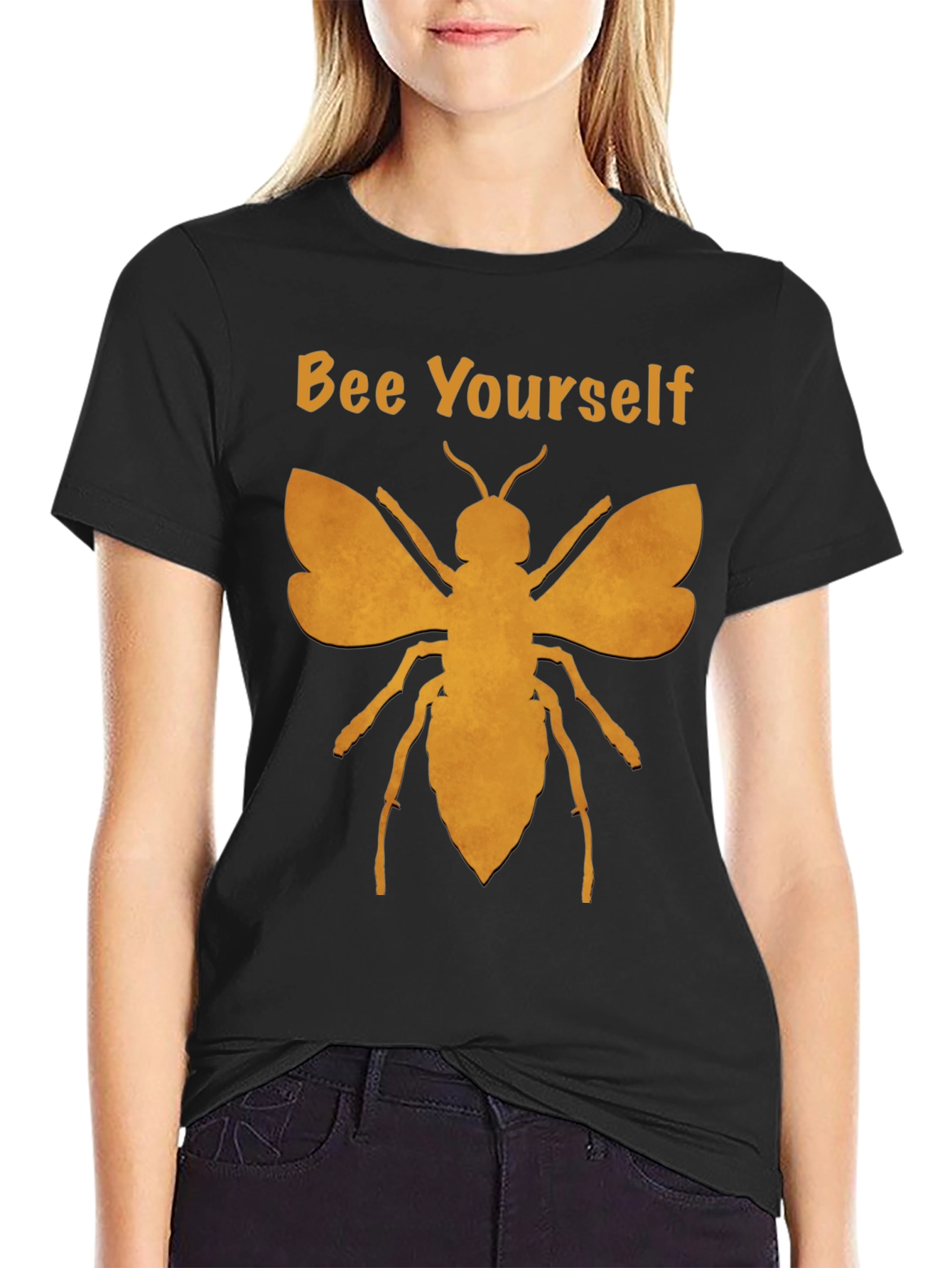 Bee Yourself Graphic T-Shirt - Black Cotton Blend Tee