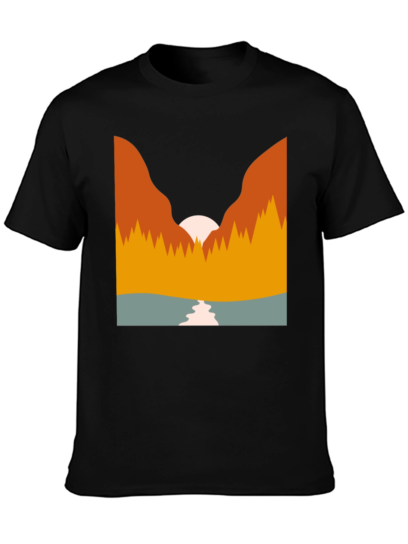 Mountain Sunset Graphic Tee - Black