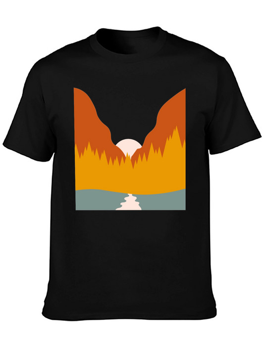 Mountain Sunset Graphic Tee - Black