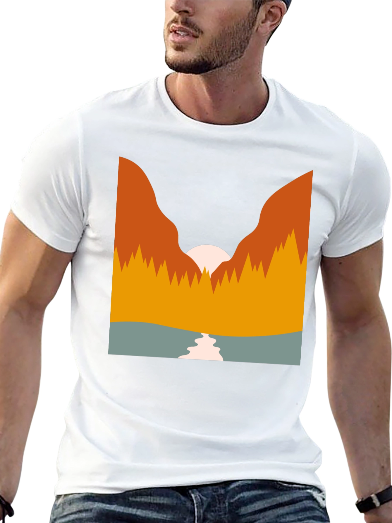 Mountain Sunset Graphic Tee - Black