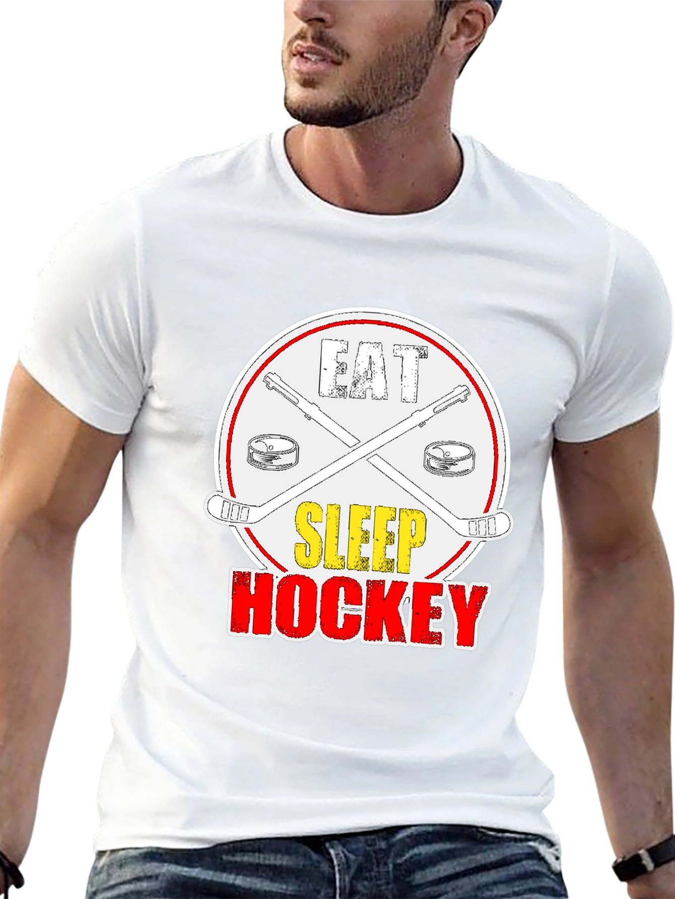 Eat Sleep Hockey Graphic T-Shirt - Black