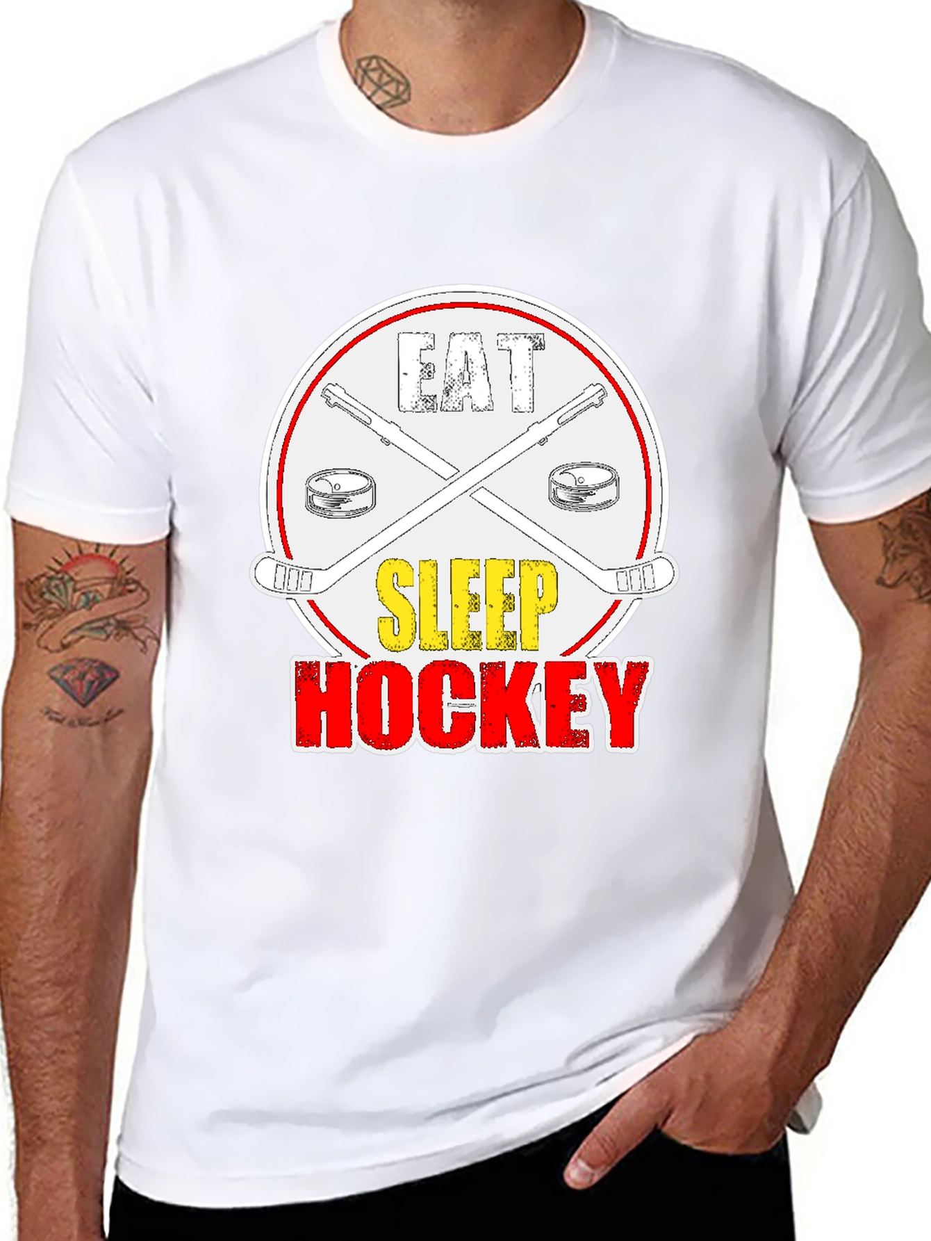 Eat Sleep Hockey Graphic T-Shirt - Black