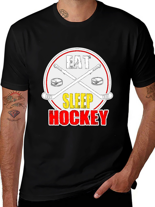 Eat Sleep Hockey Graphic T-Shirt - Black