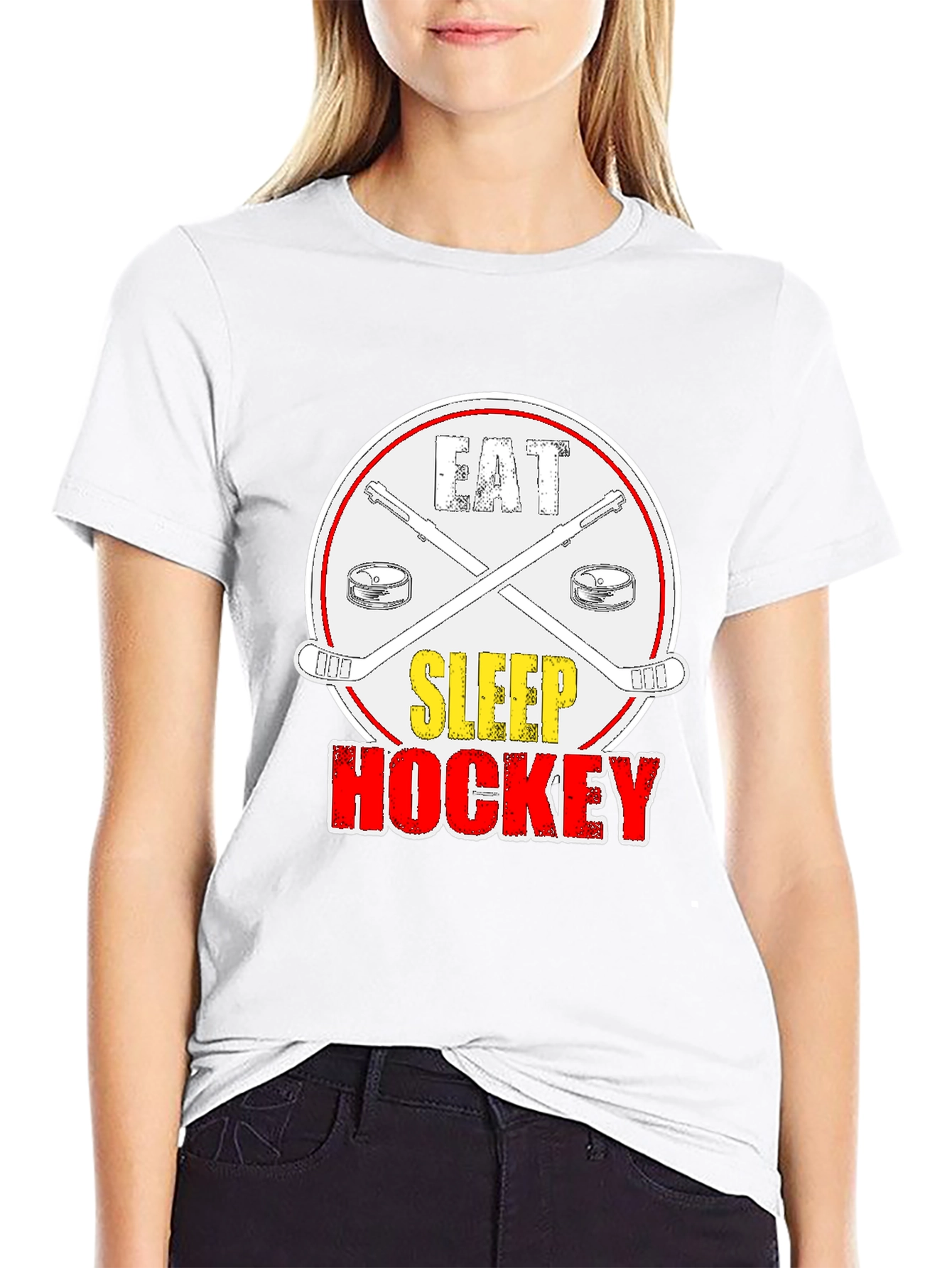 Eat Sleep Hockey Graphic T-Shirt - Black