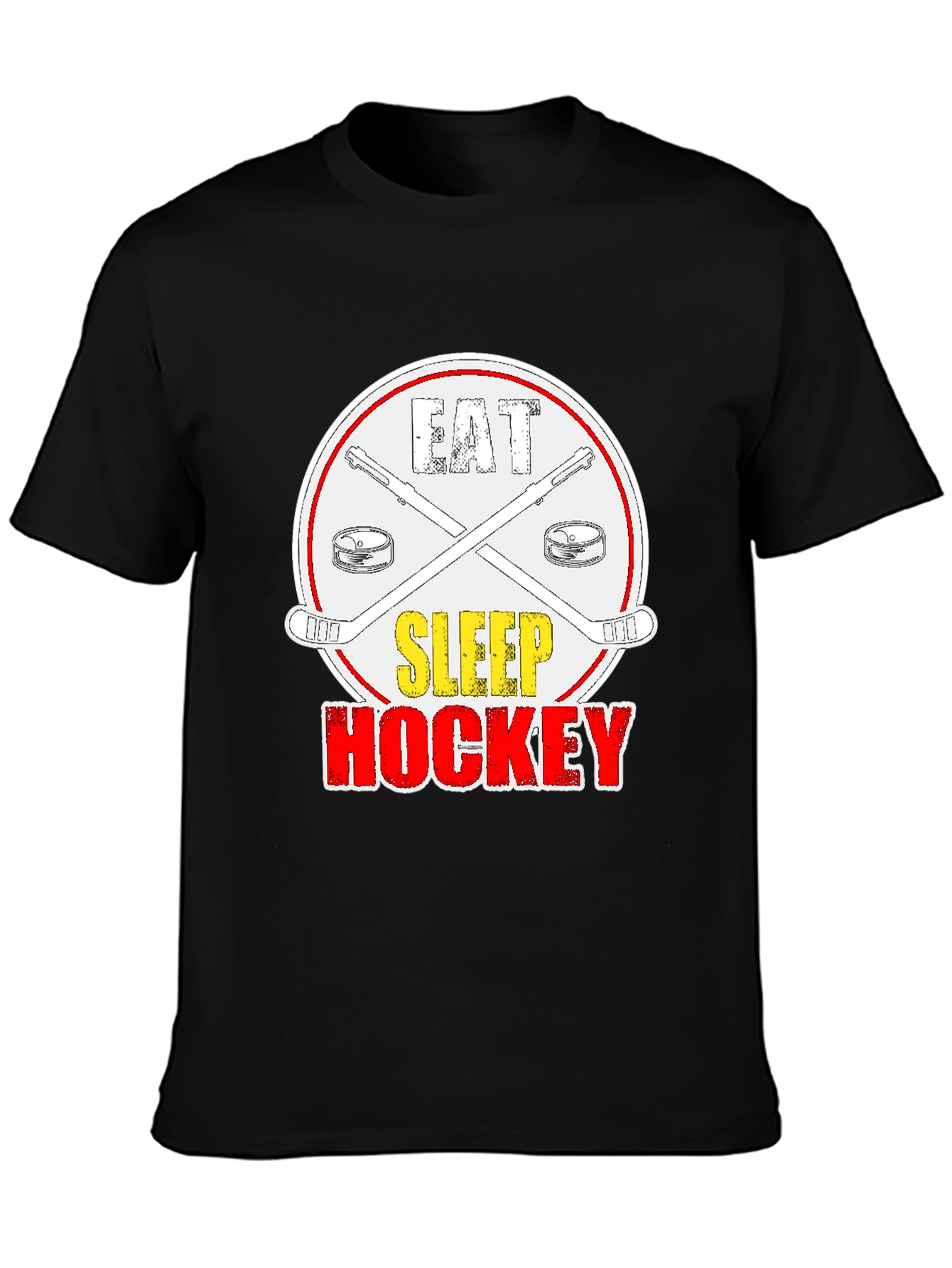 Eat Sleep Hockey Graphic T-Shirt - Black