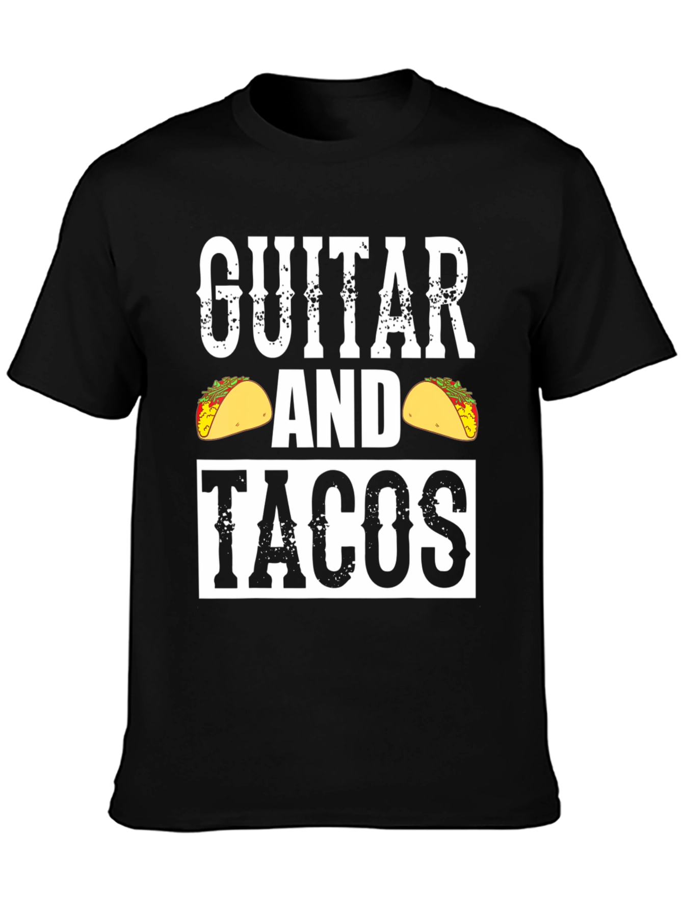 Guitar And Tacos Graphic Tee - Black Cotton Shirt