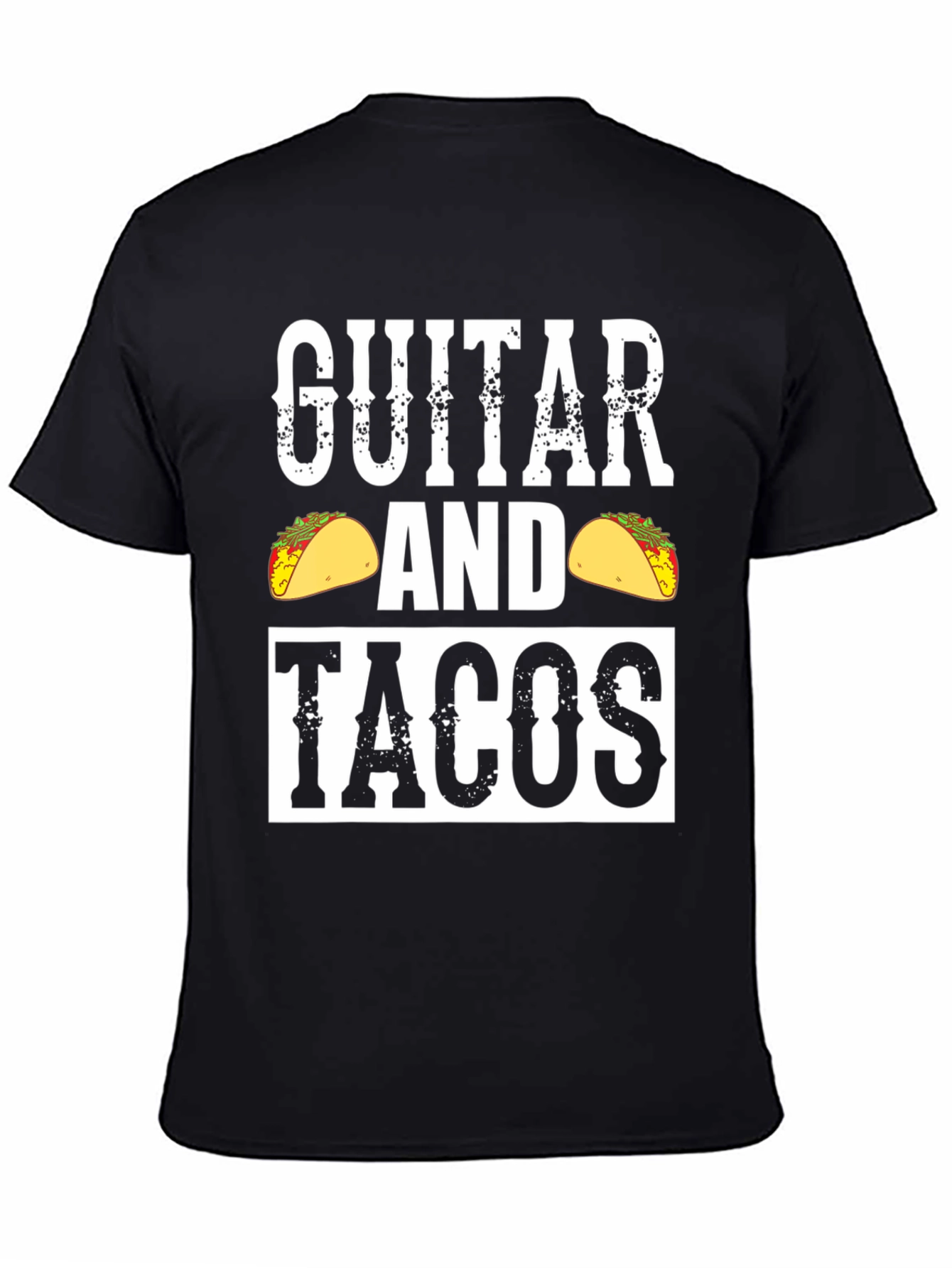 Guitar And Tacos Graphic Tee - Black Cotton Shirt