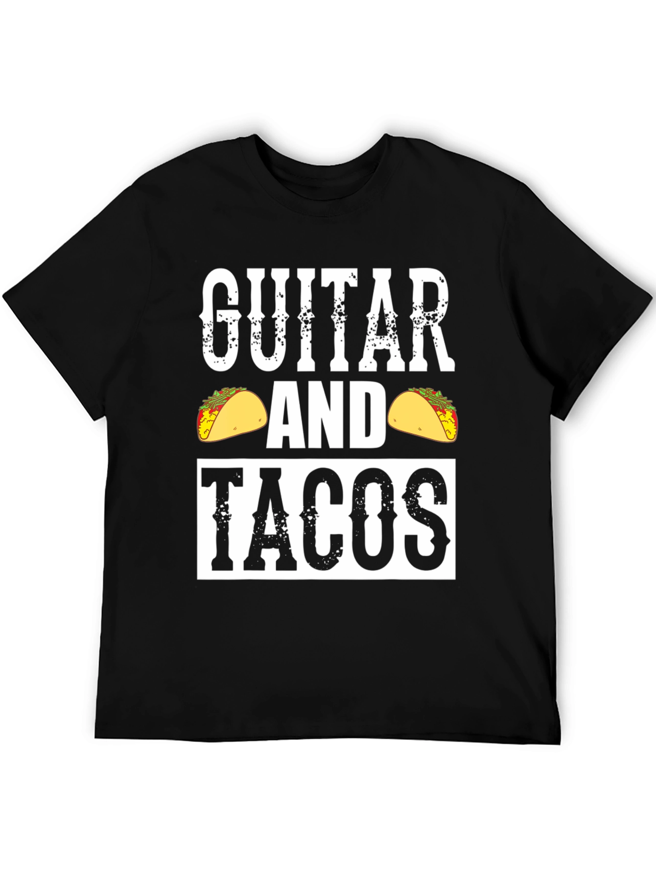 Guitar And Tacos Graphic Tee - Black Cotton Shirt
