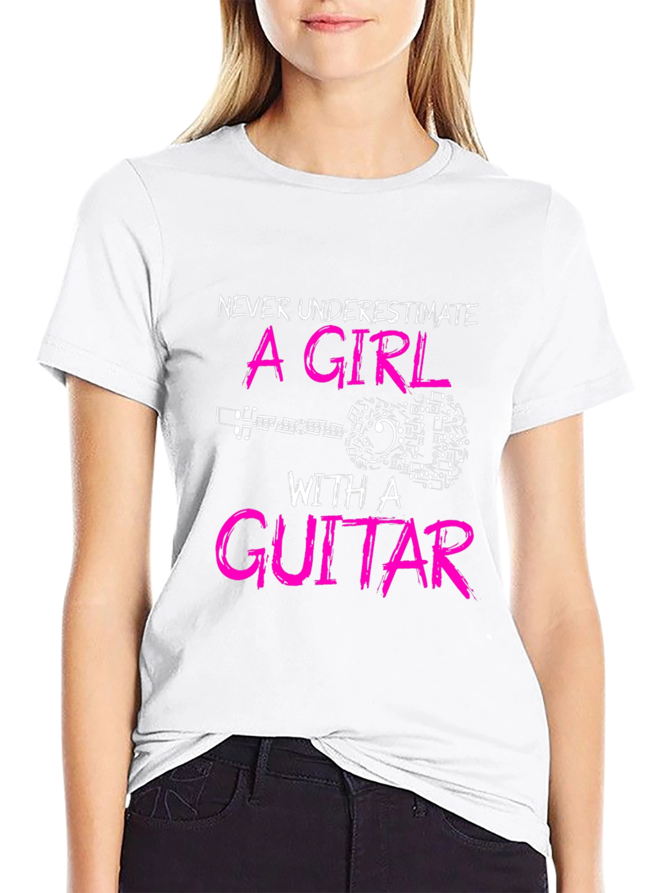 Never Underestimate A Girl With a Guitar T-Shirt