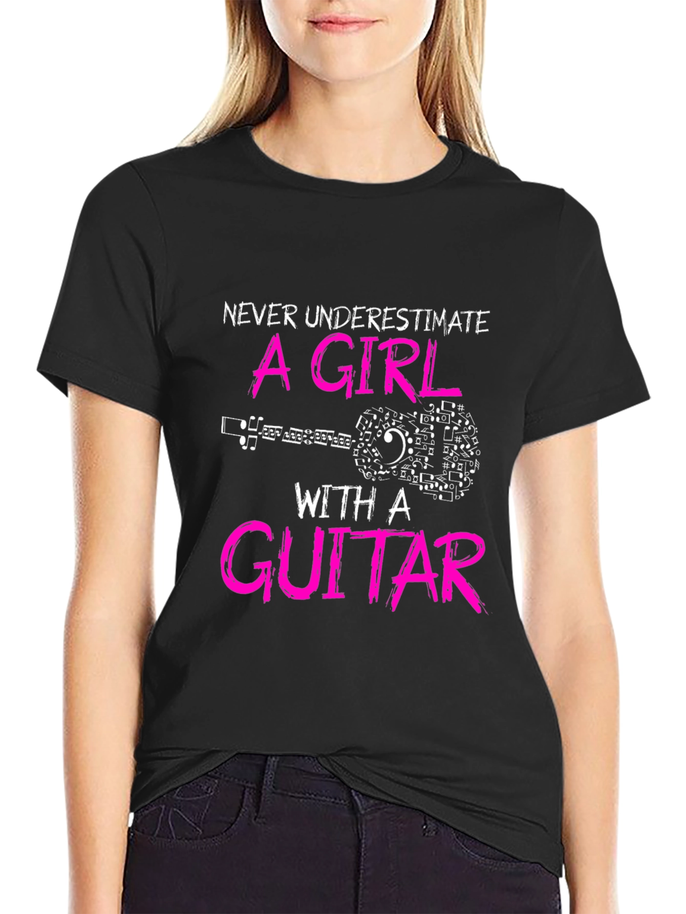 Never Underestimate A Girl With a Guitar T-Shirt