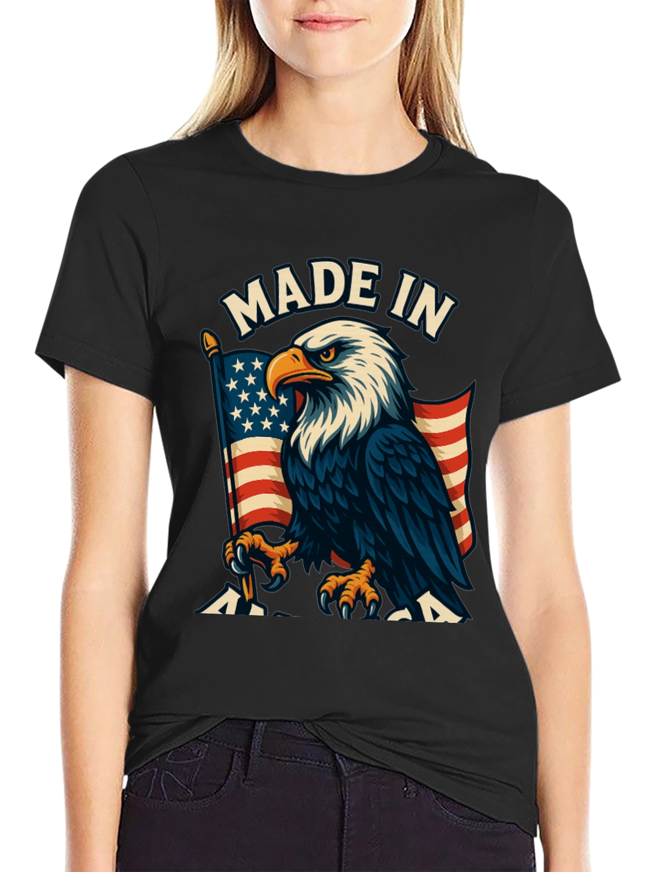 Made In Eagle USA Flag Graphic T-Shirt