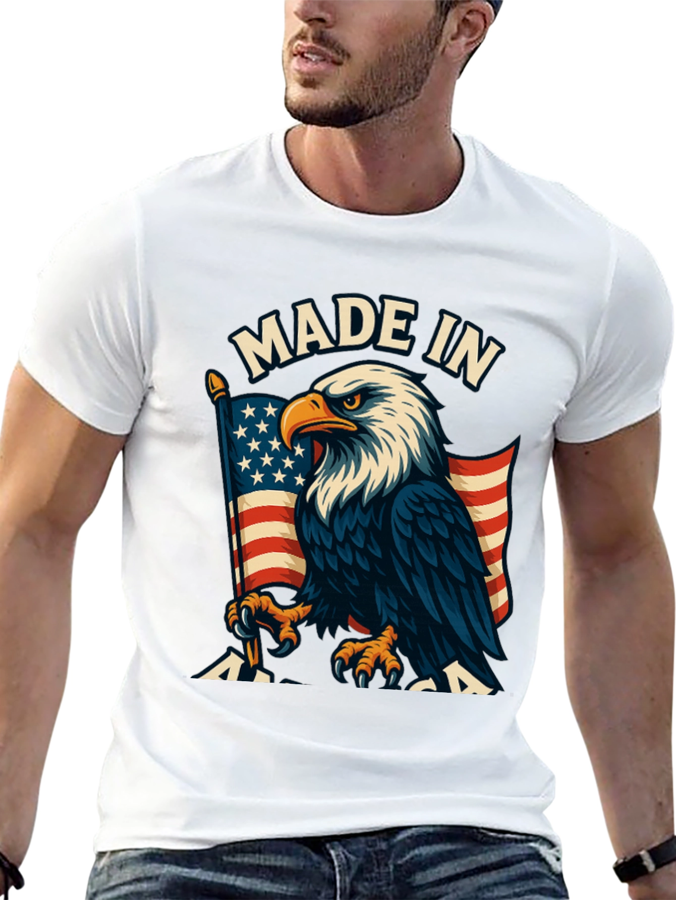 Made In Eagle USA Flag Graphic T-Shirt