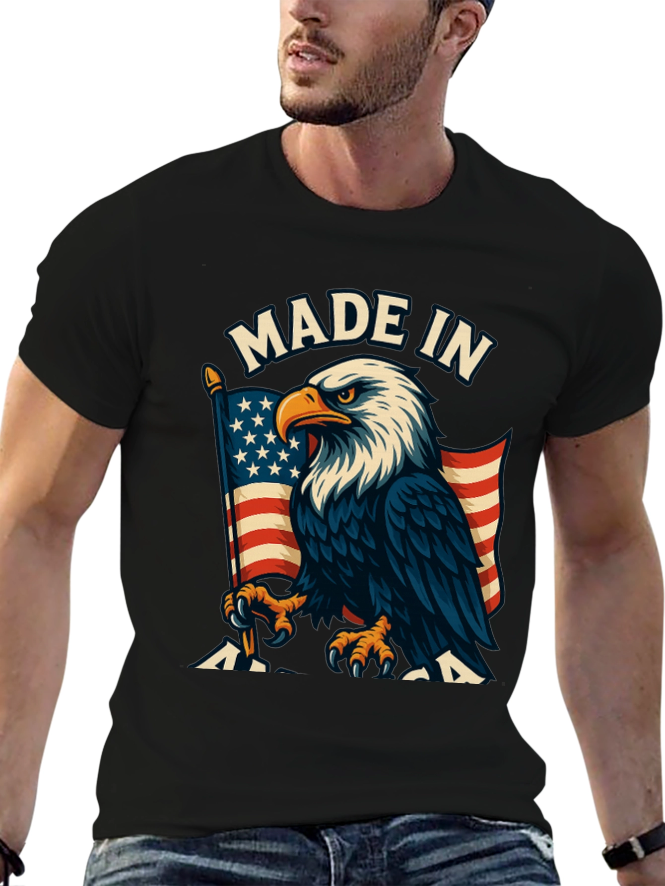 Made In Eagle USA Flag Graphic T-Shirt