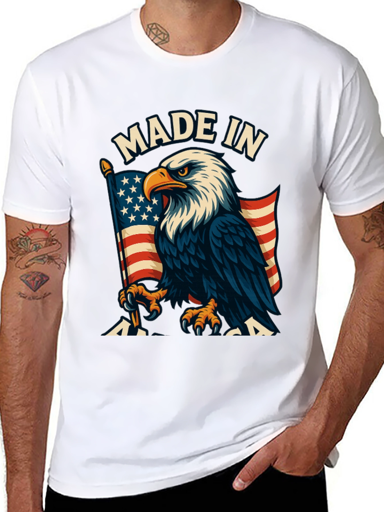 Made In Eagle USA Flag Graphic T-Shirt
