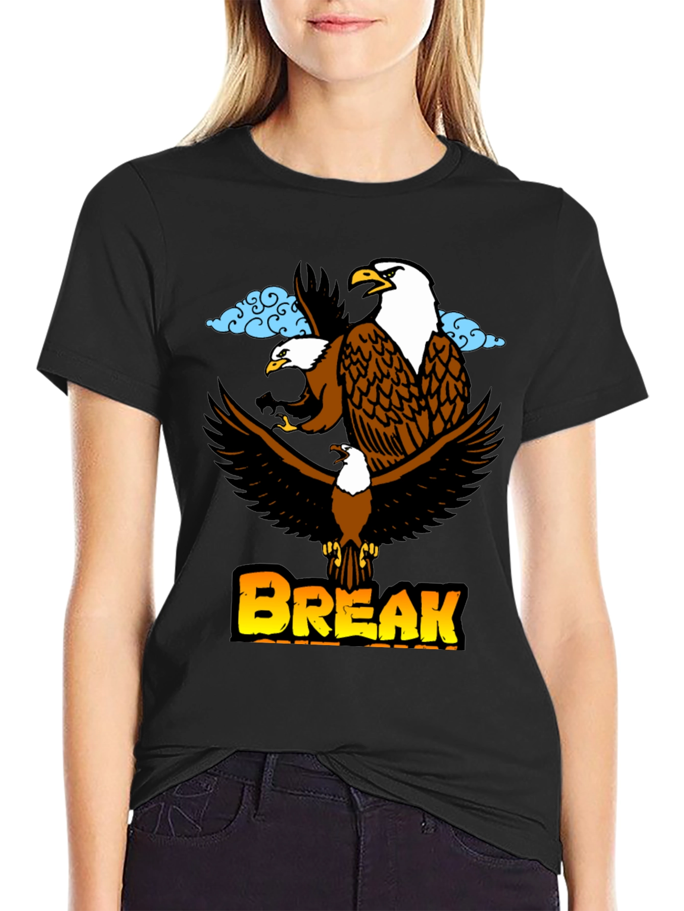 Eagle Break T-Shirt - Black Graphic Tee