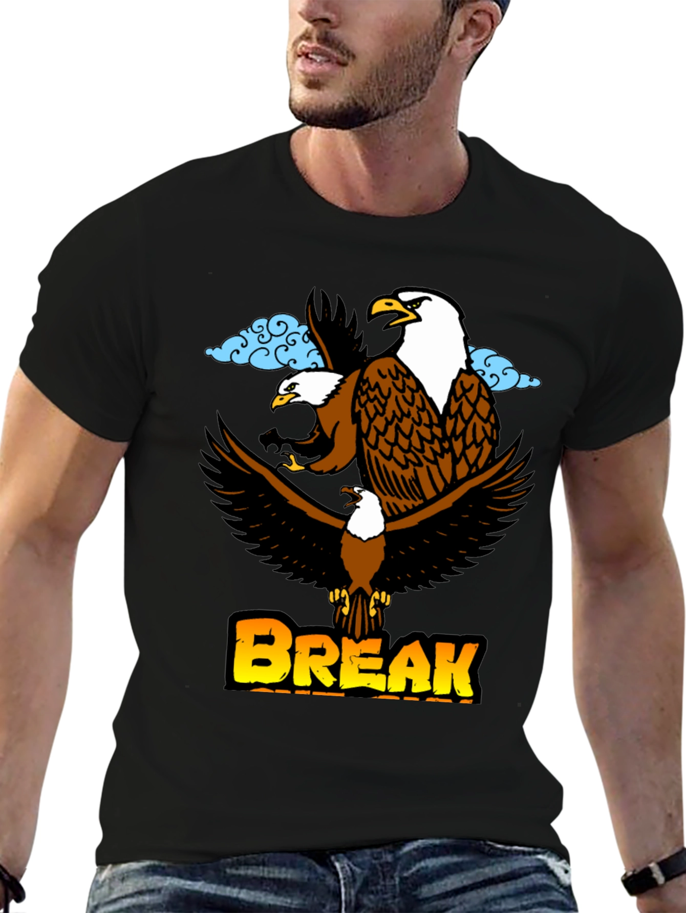 Eagle Break T-Shirt - Black Graphic Tee