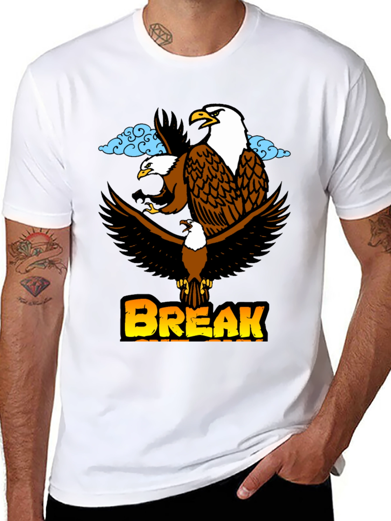 Eagle Break T-Shirt - Black Graphic Tee