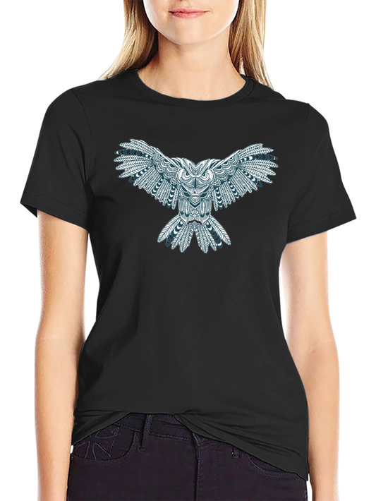 Owl Graphic Print Tee - Black