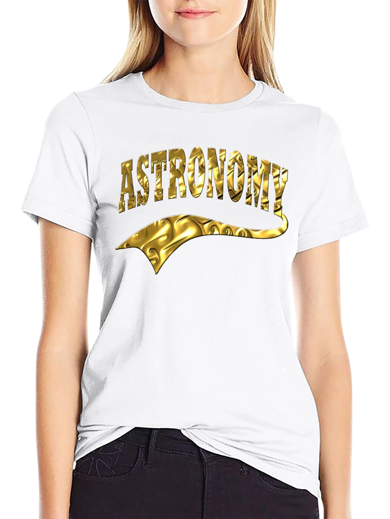 Astronomy Gold Foil Design Black T-Shirt
