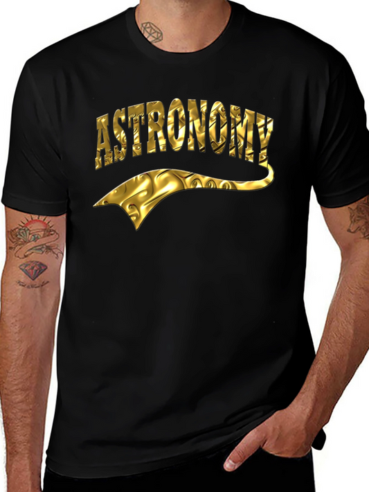 Astronomy Gold Foil Design Black T-Shirt