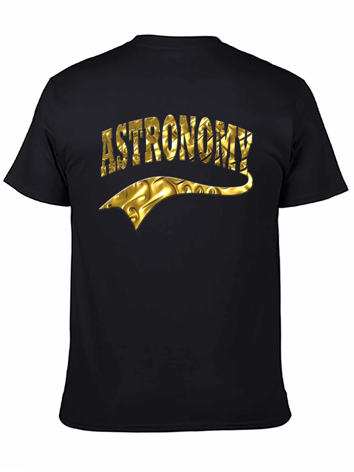 Astronomy Gold Foil Design Black T-Shirt