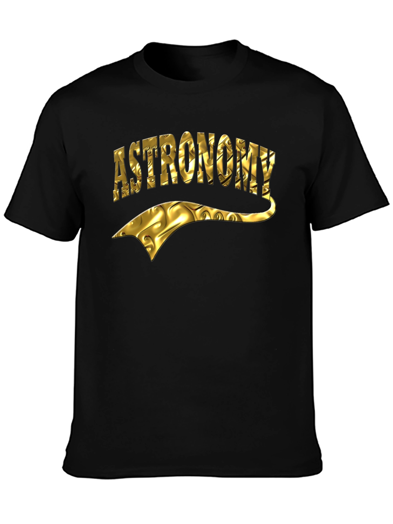 Astronomy Gold Foil Design Black T-Shirt