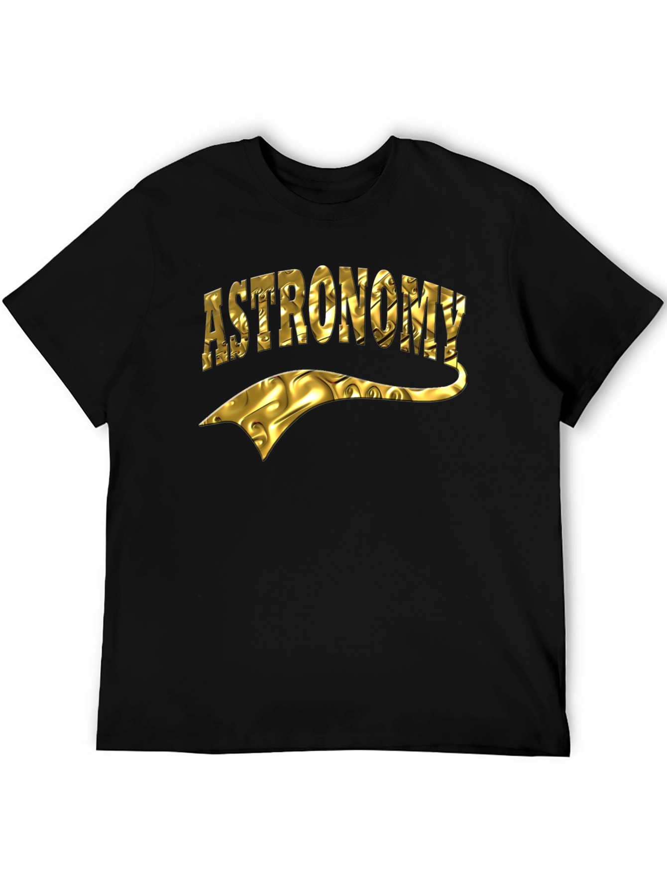 Astronomy Gold Foil Design Black T-Shirt