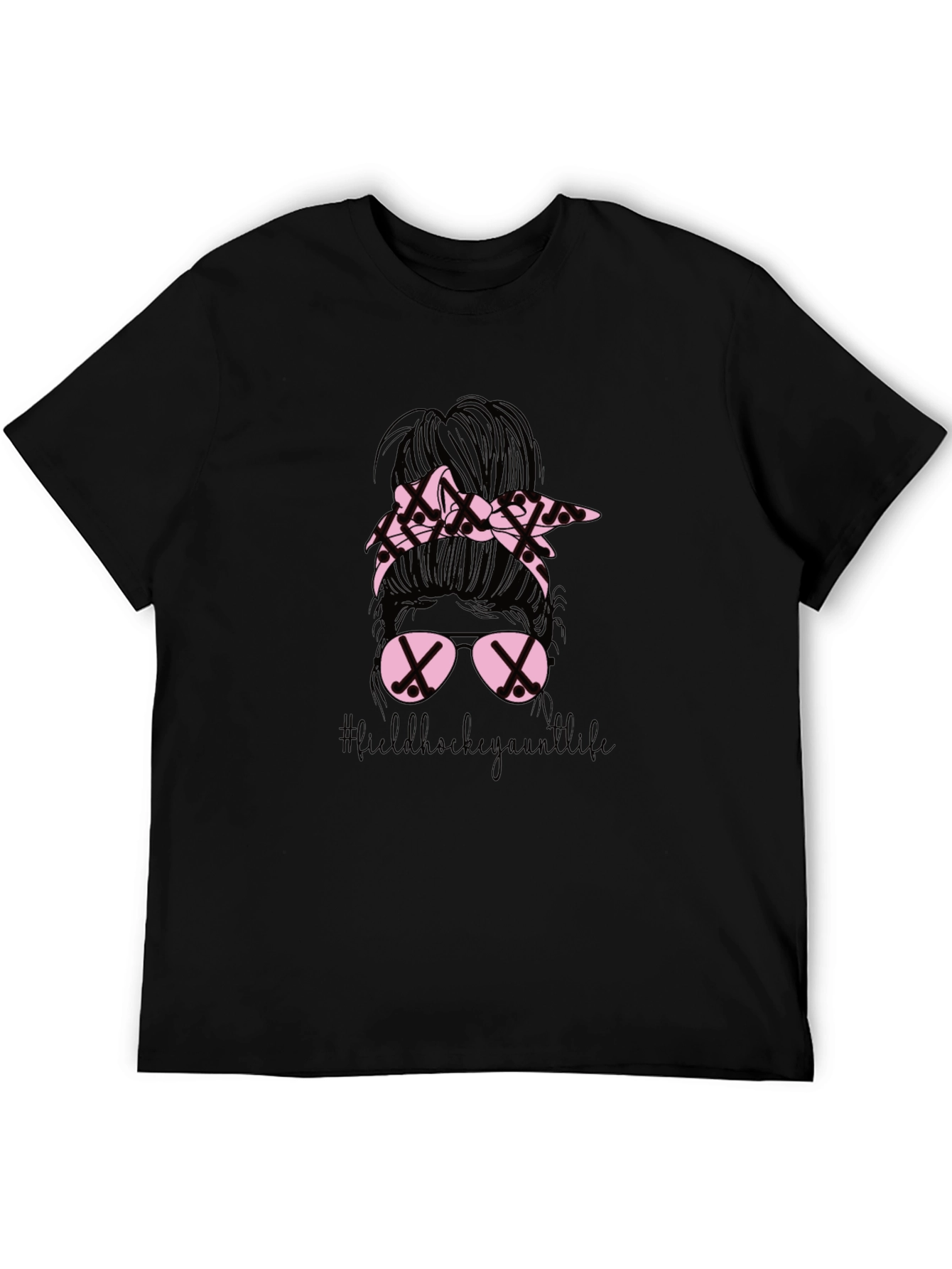 Field Hockey Aunt Life Messy Bun T-Shirt