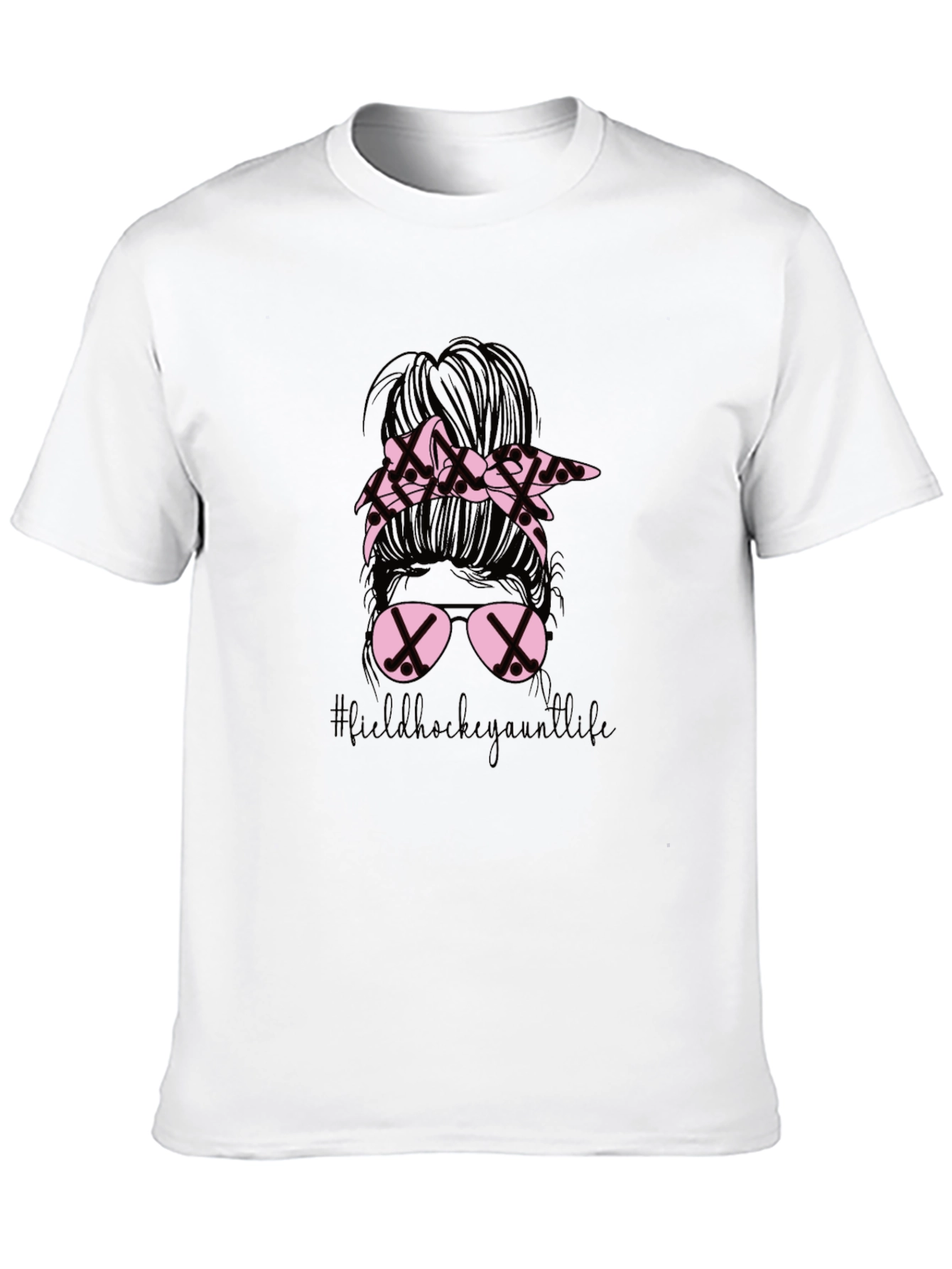 Field Hockey Aunt Life Messy Bun T-Shirt