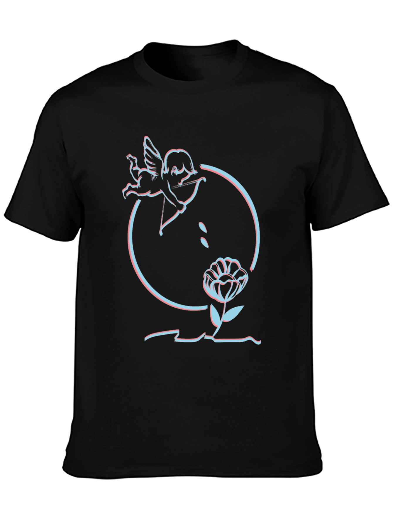 Cupids Flower Black T-Shirt