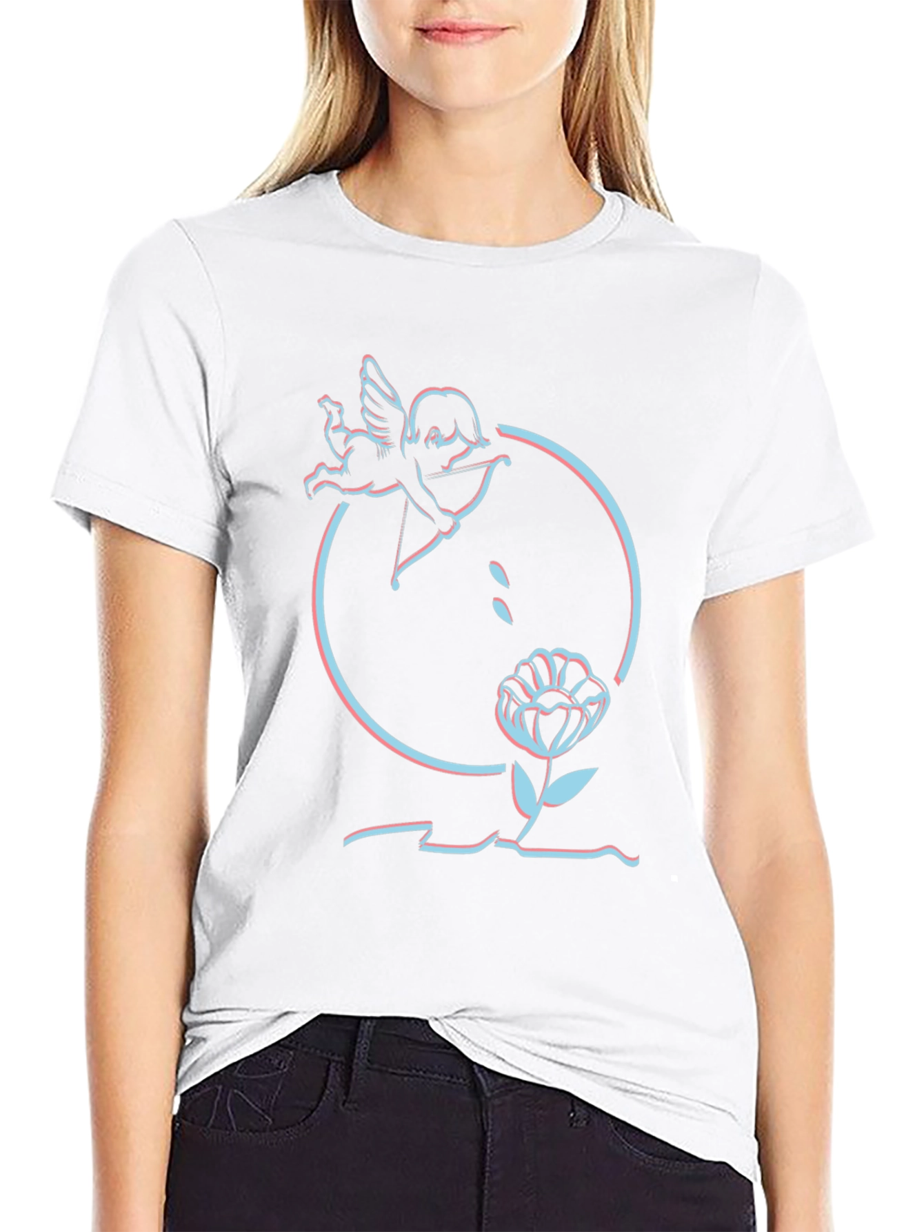 Cupids Flower Black T-Shirt