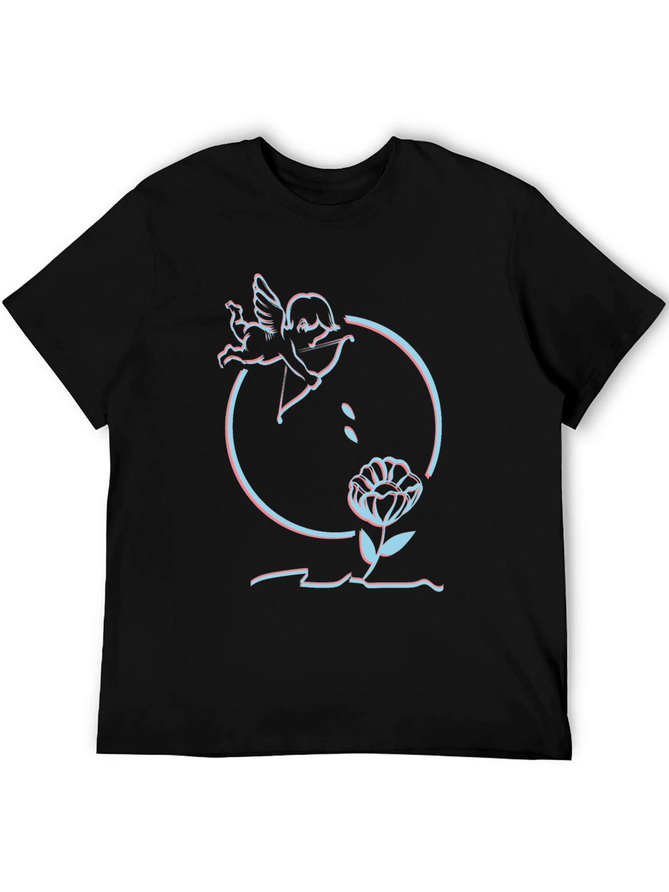 Cupids Flower Black T-Shirt
